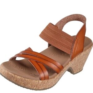 Skechers Women's Brystol Brown Cork Wedge Sandal